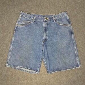 Wrangler Shorts Mens 36 Denim Jorts Blue Inseam 9" Relaxed Fit Workwear Skate